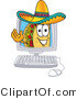 Vector Illustration of a Cartoon Taco Mascot Waving from Inside a Computer Screen by Mascot Junction