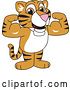 Vector Illustration of a Cartoon Tiger Cub Mascot Flexing by Mascot Junction