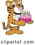 Vector Illustration of a Cartoon Tiger Cub Mascot Holding a Birthday Cake by Mascot Junction