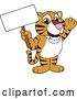Vector Illustration of a Cartoon Tiger Cub Mascot Holding a Blank Sign by Mascot Junction