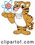 Vector Illustration of a Cartoon Tiger Cub Mascot Holding an Atom by Mascot Junction