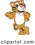Vector Illustration of a Cartoon Tiger Cub Mascot Leaning by Mascot Junction
