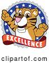 Vector Illustration of a Cartoon Tiger Cub Mascot on an Excellence Badge by Mascot Junction