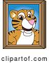 Vector Illustration of a Cartoon Tiger Cub Mascot Portrait by Mascot Junction