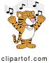 Vector Illustration of a Cartoon Tiger Cub Mascot Singing by Mascot Junction
