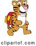 Vector Illustration of a Cartoon Tiger Cub Mascot Wearing a Backpack by Mascot Junction