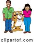 Vector Illustration of a Cartoon Tiger Cub Mascot with Happy Teachers or Parents by Mascot Junction