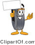 Vector Illustration of a Cartoon Tire Mascot Holding a Blank Sign by Mascot Junction