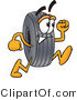 Vector Illustration of a Cartoon Tire Mascot Running by Mascot Junction