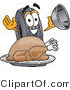 Vector Illustration of a Cartoon Tire Mascot Serving a Thanksgiving Turkey on a Platter by Mascot Junction