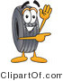 Vector Illustration of a Cartoon Tire Mascot Waving and Pointing by Mascot Junction