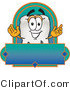 Vector Illustration of a Cartoon Tooth Mascot on a Blank Label by Mascot Junction