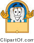 Vector Illustration of a Cartoon Tooth Mascot on a Blank Tan Label by Mascot Junction