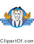 Vector Illustration of a Cartoon Tooth Mascot on a Blue Logo by Mascot Junction
