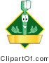 Vector Illustration of a Cartoon Toothbrush Logo Mascot with a Gold Banner on a Green Diamond by Toons4Biz