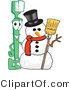 Vector Illustration of a Cartoon Toothbrush Mascot by a Snowman by Mascot Junction