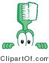 Vector Illustration of a Cartoon Toothbrush Mascot Looking over a Blank Sign by Mascot Junction