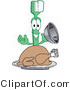 Vector Illustration of a Cartoon Toothbrush Mascot Serving a Thanksgiving Turkey by Toons4Biz