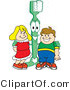 Vector Illustration of a Cartoon Toothbrush Mascot Standing with Kids by Mascot Junction