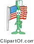 Vector Illustration of a Cartoon Toothbrush Mascot with an American Flag by Mascot Junction