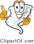Vector Illustration of a Cartoon Tornado Mascot Holding a Pencil by Mascot Junction
