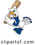 Vector Illustration of a Cartoon Tough Seahawk Sports Mascot Baseball Player Character Batting by Mascot Junction