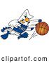 Vector Illustration of a Cartoon Tough Seahawk Sports Mascot Dribbling a Basketball by Mascot Junction