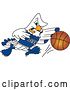 Vector Illustration of a Cartoon Tough Seahawk Sports Mascot Dribbling a Basketball by Toons4Biz