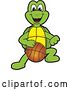 Vector Illustration of a Cartoon Turtle Mascot Dribbling a Basketball by Toons4Biz