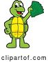 Vector Illustration of a Cartoon Turtle Mascot Holding Cash Money by Mascot Junction