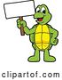 Vector Illustration of a Cartoon Turtle Mascot Holding up a Blank Sign by Mascot Junction