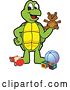 Vector Illustration of a Cartoon Turtle Mascot Playing with Toys by Mascot Junction