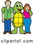 Vector Illustration of a Cartoon Turtle Mascot Posing with Parents by Mascot Junction