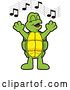 Vector Illustration of a Cartoon Turtle Mascot Singing in Chorus by Mascot Junction