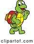 Vector Illustration of a Cartoon Turtle Mascot Walking to School by Mascot Junction