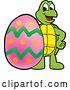 Vector Illustration of a Cartoon Turtle Mascot with a Giant Easter Egg by Mascot Junction
