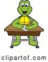 Vector Illustration of a Cartoon Turtle Mascot Writing at a Desk by Mascot Junction