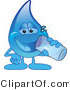 Vector Illustration of a Cartoon Water Drop Mascot Drinking a Glass of Water by Mascot Junction