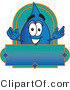Vector Illustration of a Cartoon Water Drop Mascot on a Blank Label by Mascot Junction