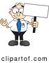 Vector Illustration of a Cartoon White Businessman Nerd Mascot Holding a Blank Sign by Mascot Junction