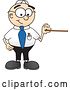 Vector Illustration of a Cartoon White Businessman Nerd Mascot Holding a Pointer Stick by Mascot Junction