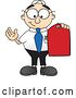 Vector Illustration of a Cartoon White Businessman Nerd Mascot Holding a Red Sales Price Tag by Toons4Biz