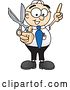 Vector Illustration of a Cartoon White Businessman Nerd Mascot Holding up a Pair of Scissors by Toons4Biz