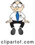 Vector Illustration of a Cartoon White Businessman Nerd Mascot Seated While Staring Forward by Mascot Junction