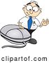 Vector Illustration of a Cartoon White Businessman Nerd Mascot Waving and Standing by a Computer Mouse by Toons4Biz