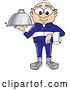 Vector Illustration of a Cartoon White Male Senior Citizen Mascot Serving a Platter by Mascot Junction