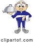 Vector Illustration of a Cartoon White Male Senior Citizen Mascot Serving a Platter by Toons4Biz
