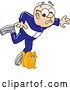 Vector Illustration of a Cartoon White Male Senior Citizen Mascot Tripping over a Cat by Mascot Junction