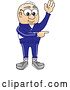 Vector Illustration of a Cartoon White Male Senior Citizen Mascot Waving and Pointing by Mascot Junction
