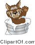 Vector Illustration of a Cartoon Wolf Mascot Bathing with Soap in a Metal Tub by Mascot Junction